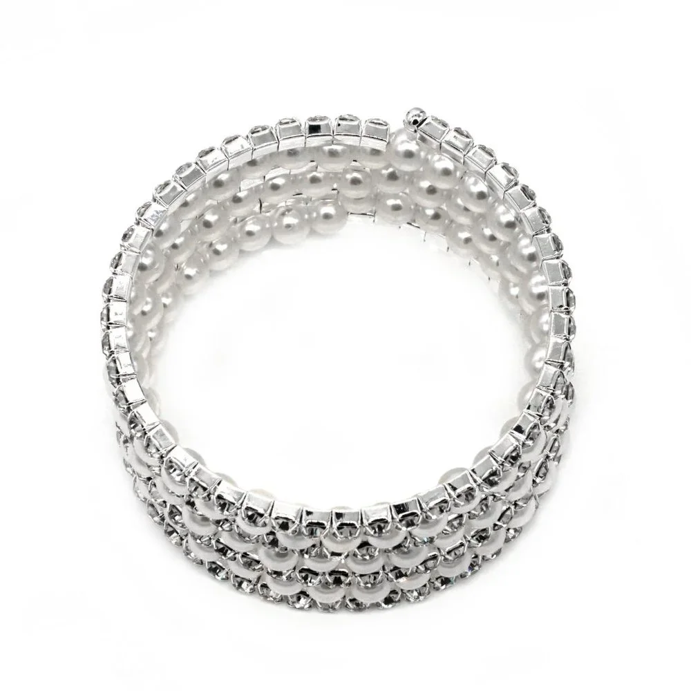 Memory wire bracelet with 7 strands and rhinestones. - Picture 3 of 3